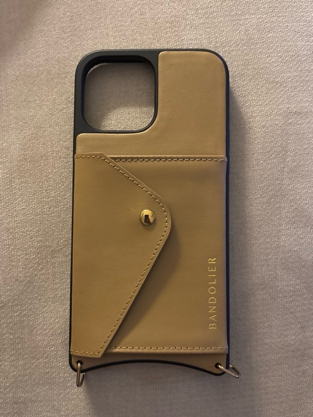 Bandolier Tan Leather Card Wallet Phone Case with Snap